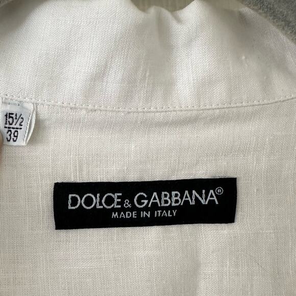 Dolce & Gabbana White Martini Linen Shirt Men IT 44 - Picture 2 of 12
